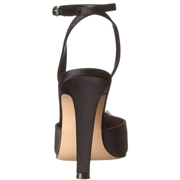 STEVE MADDEN AMORY Women's Embellished Pointed Toe Heel Pumps Black Satin Size 9 - Picture 5 of 10
